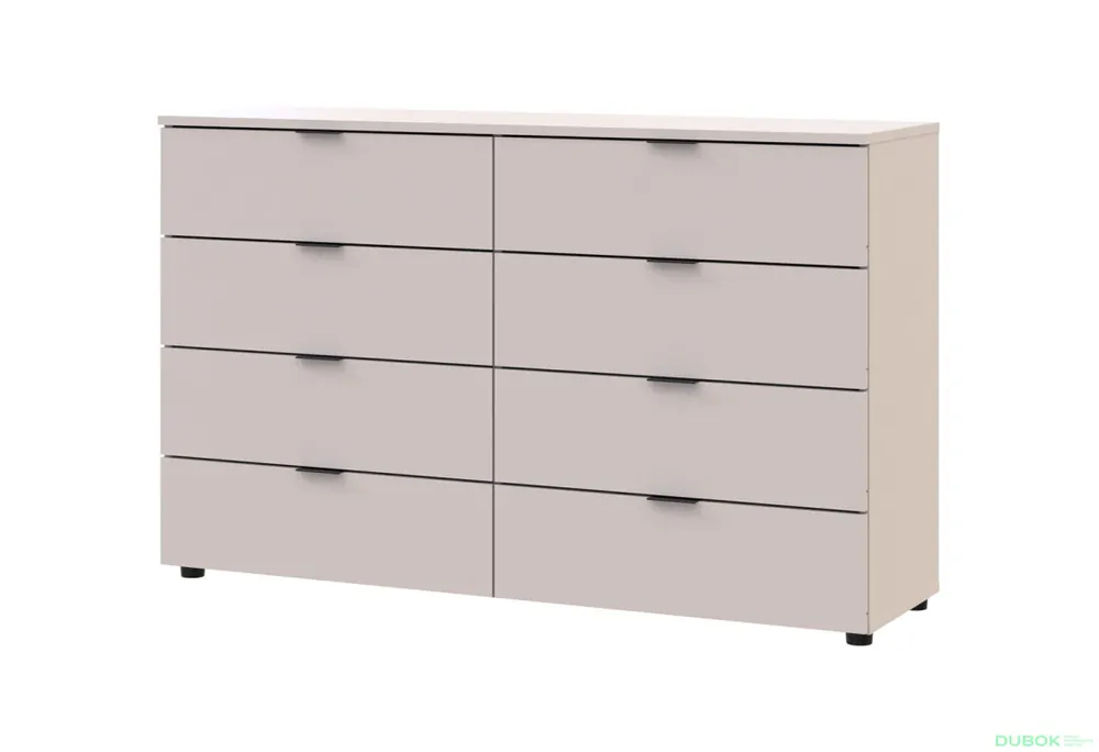 Komoda Ron 8 s 8 zásuvkami 130x38x81 kašmír Oblíbený