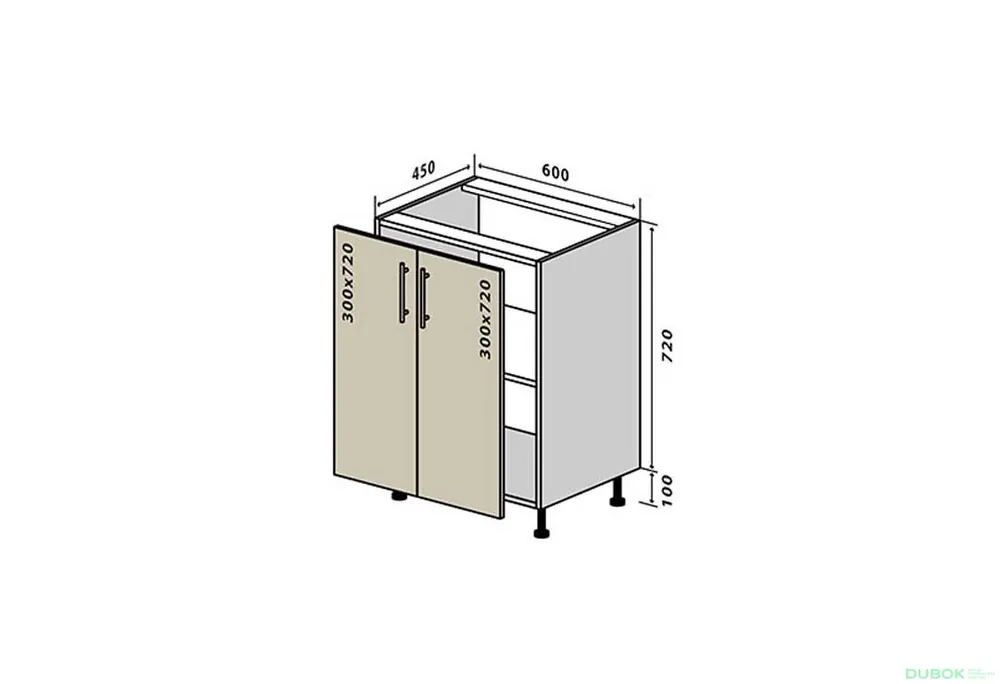 Novinka N6 Skříňka 2D 60 Interno Gloss