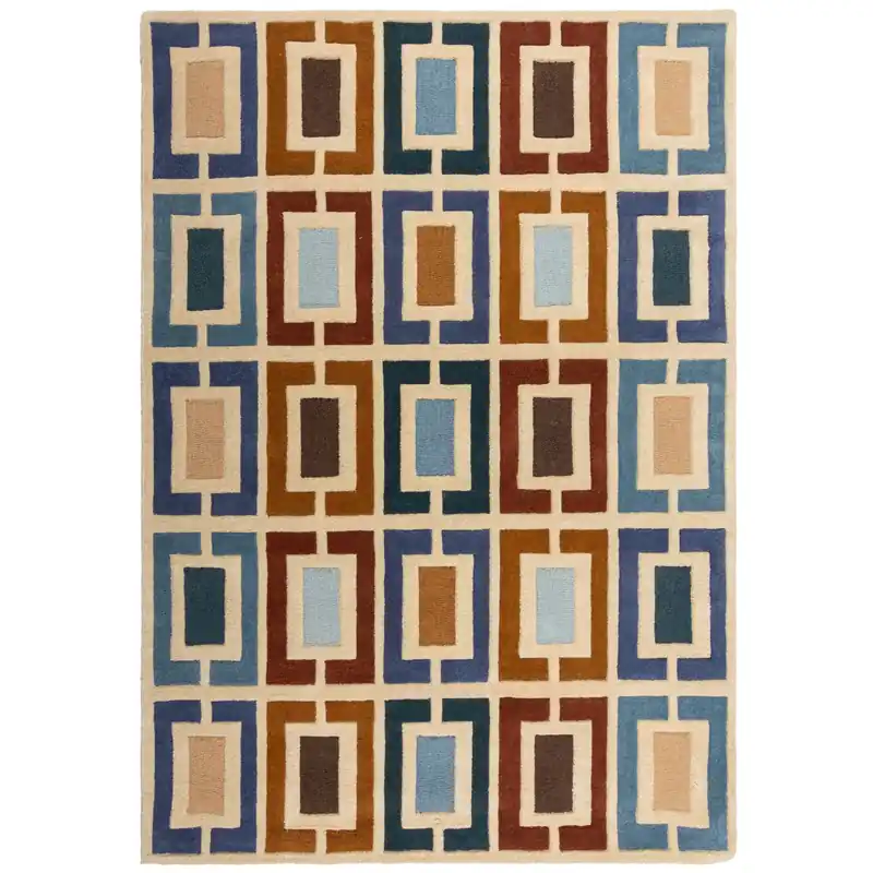 Originální Ručně všívaný kusový koberec Illusion Retro Blocks Blue/Multi