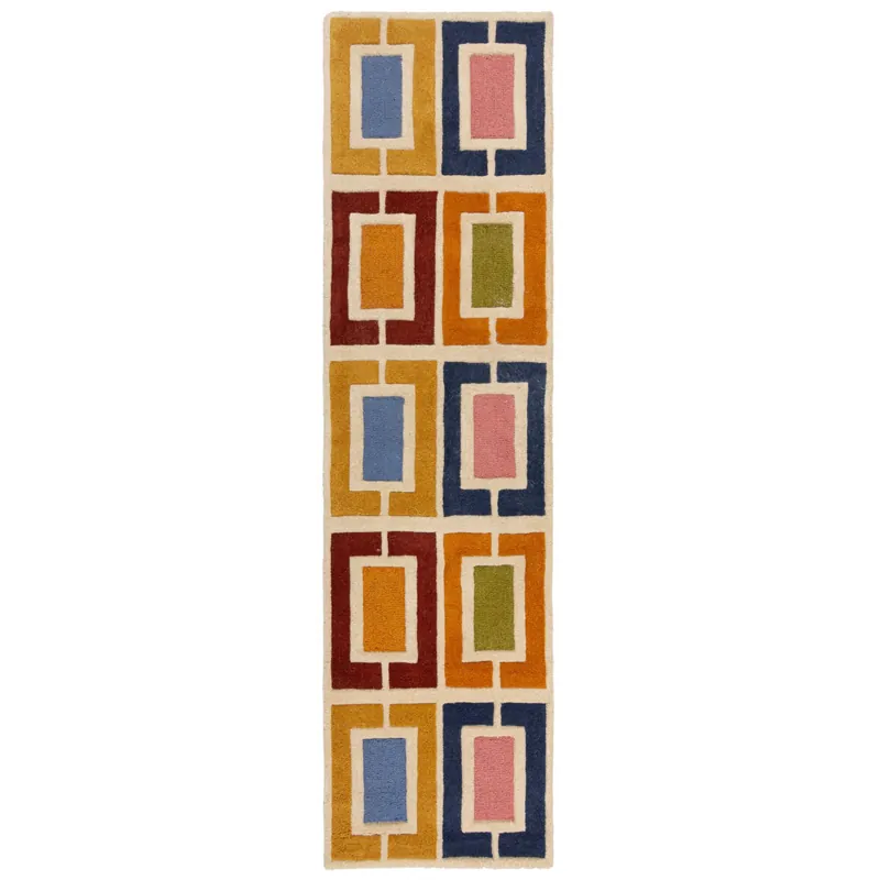 Víkendová Akce Ručně všívaný běhoun Illusion Retro Blocks Multi