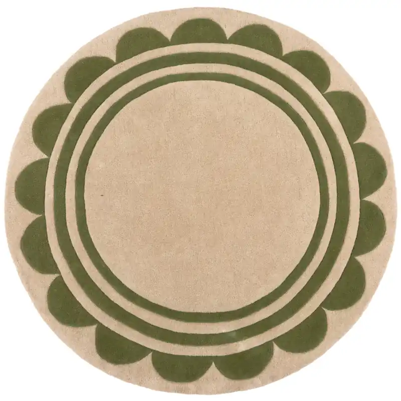 Tovární Cena Ručně všívaný kusový koberec Lois Scallop Green kruh