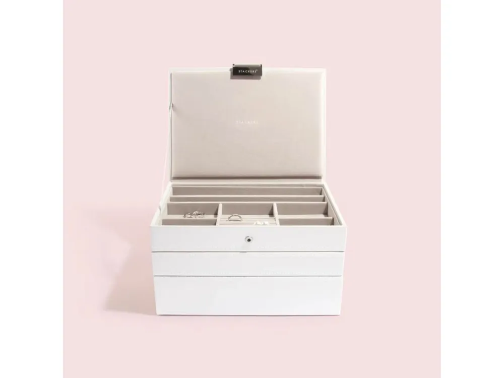 Novinka Šperkovnice 3 v 1 Stackers White Classic Set bílá