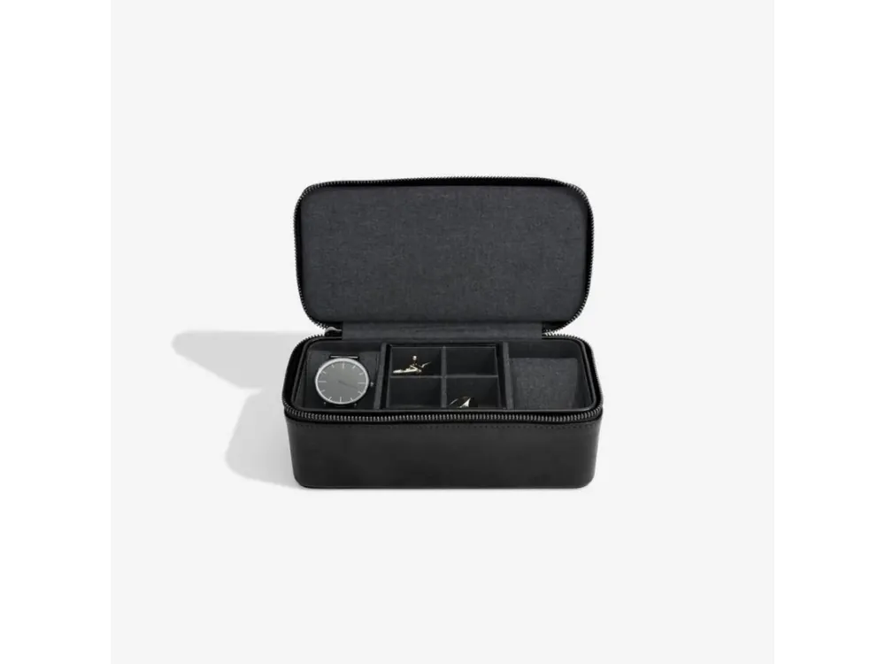 Pánská cestovní šperkovnice Stackers Black Large Travel Watch and Cufflink Box černá Akční Cena